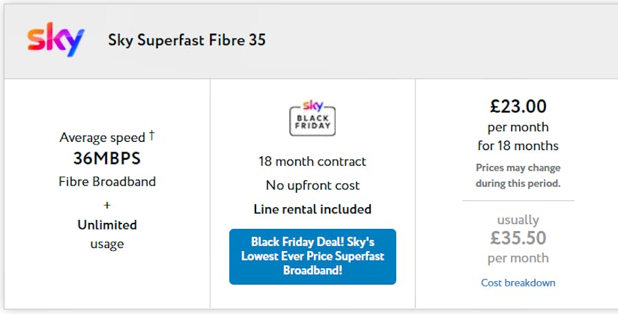 Sky Superfast Fibre 35 deal